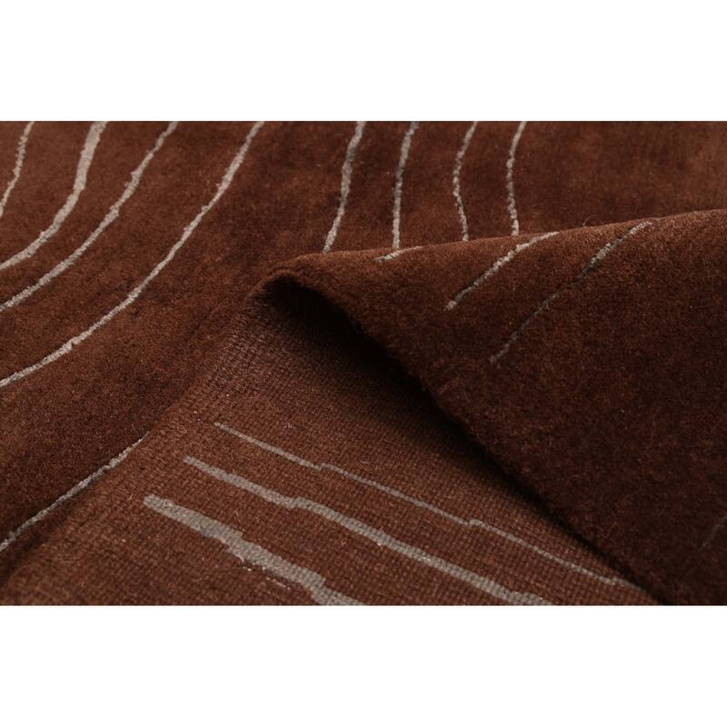 ECARPETGALLERY Hand-knotted Opulence Dark Brown Silk, Wool Rug - 7'11 x 10'0