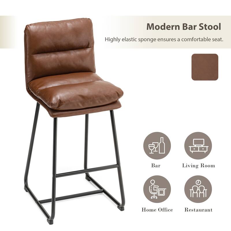 Glitzhome 3-Piece Bar Height Dining Table Set Round Pub Table & Faux Leather Bar Stools