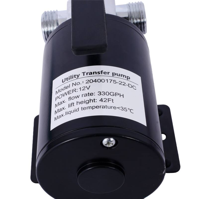 DC 12-Volt 330GPH Battery Powered Mini Portable Electric Utility Sump Transfer Water Pump with Water Hose Kit Black