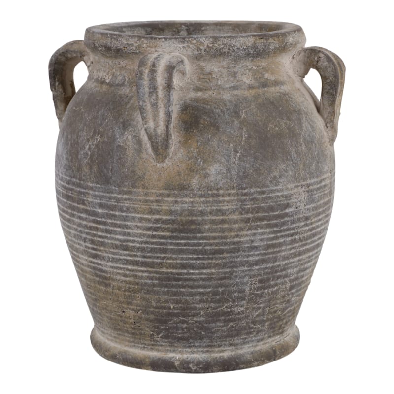 Terracotta Table Vase with Weathered Finish and Handles for Home Decor