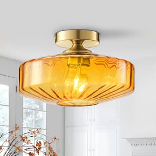 Starsky 1-Light Handcrafted Radiating Texture Art Glass Flush Mount