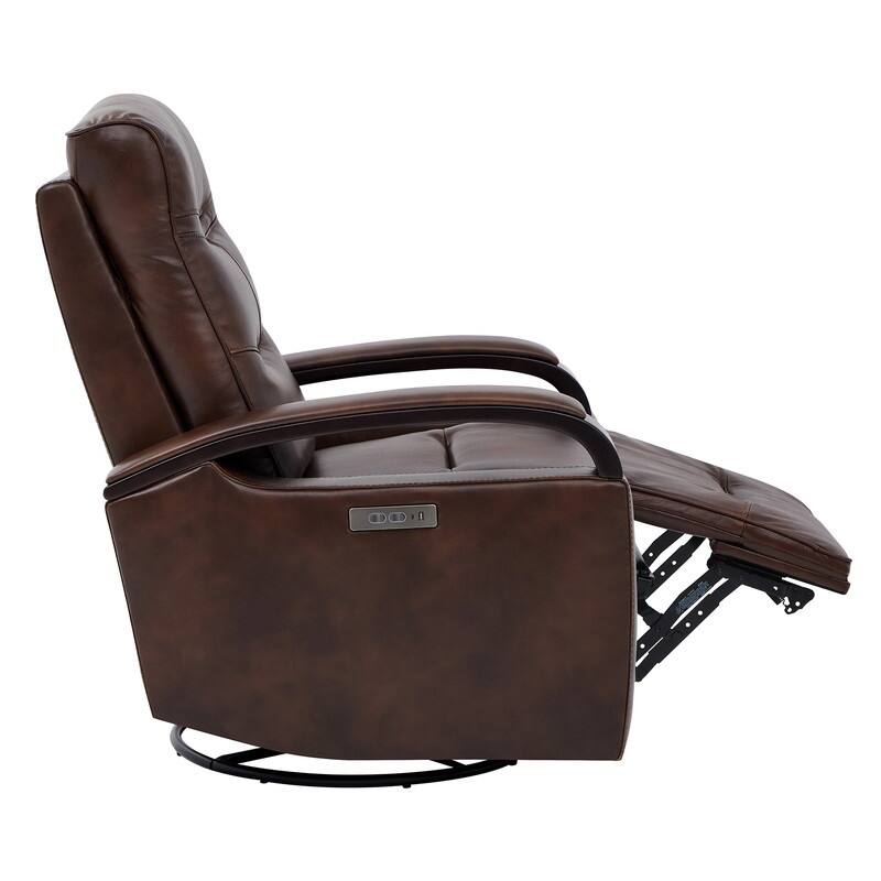Spruce & Spring Regan Leather Power Recliner Swivel Glider Rocker with Power Headrest