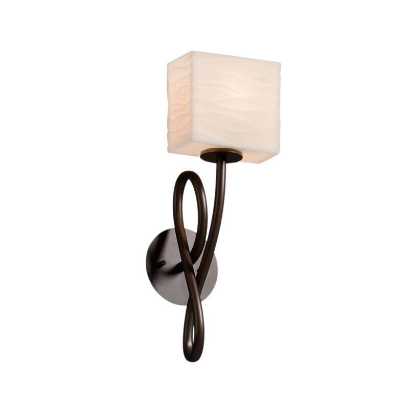 Justice Design Porcelina Capellini 1-light Dark Bronze Wall Sconce, Waves Rectangle Shade