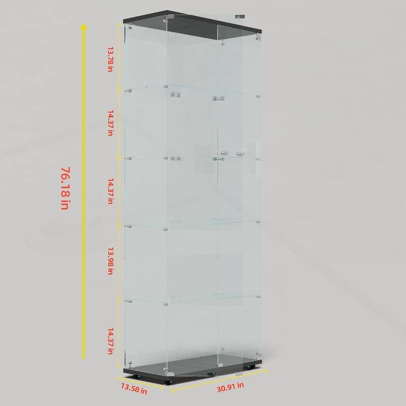 Versatile Tempered Glass Cabinet with Lock and Mobility for Various Spaces