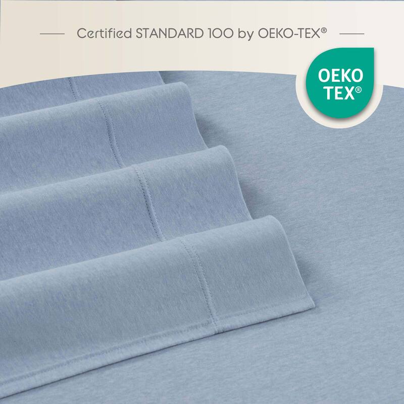 Vellux Solid Jersey Knit Sheet Set - Cotton Blend, Deep Pocket, Ultra Soft