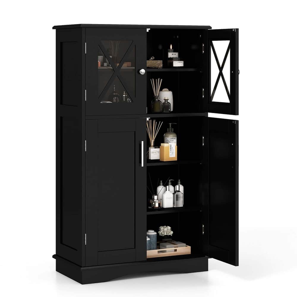 Costway Bathroom Storage Cabinet Linen Storage Cabinet with Doors and