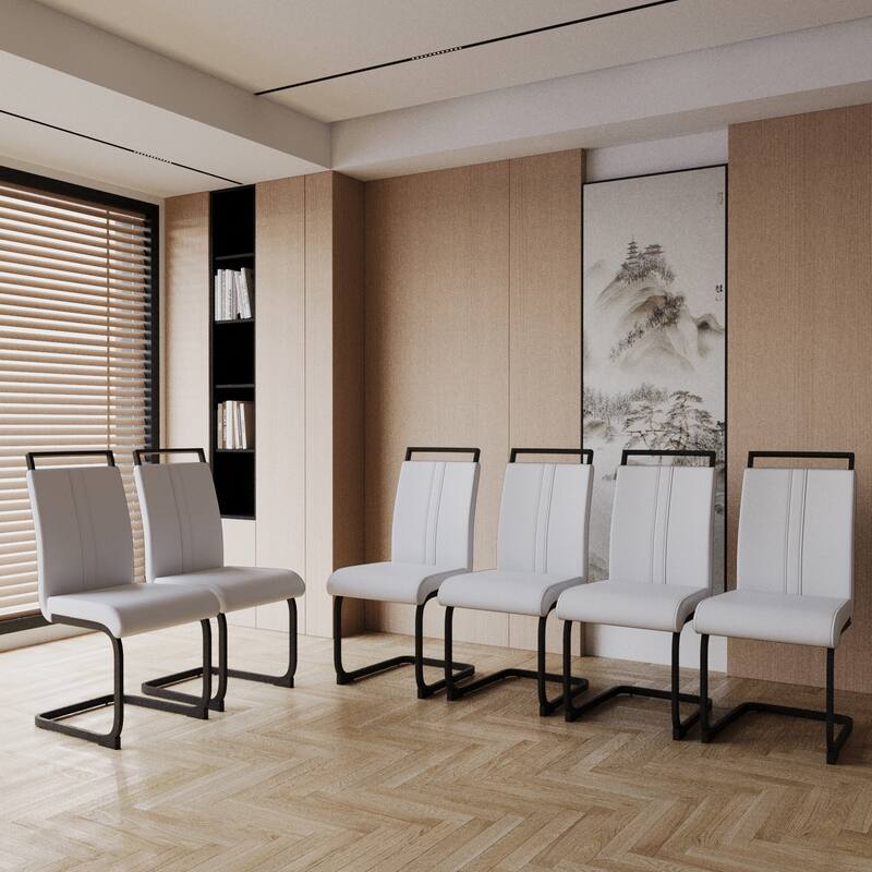 High Back Upholstered Side Chair with C-shaped Tube