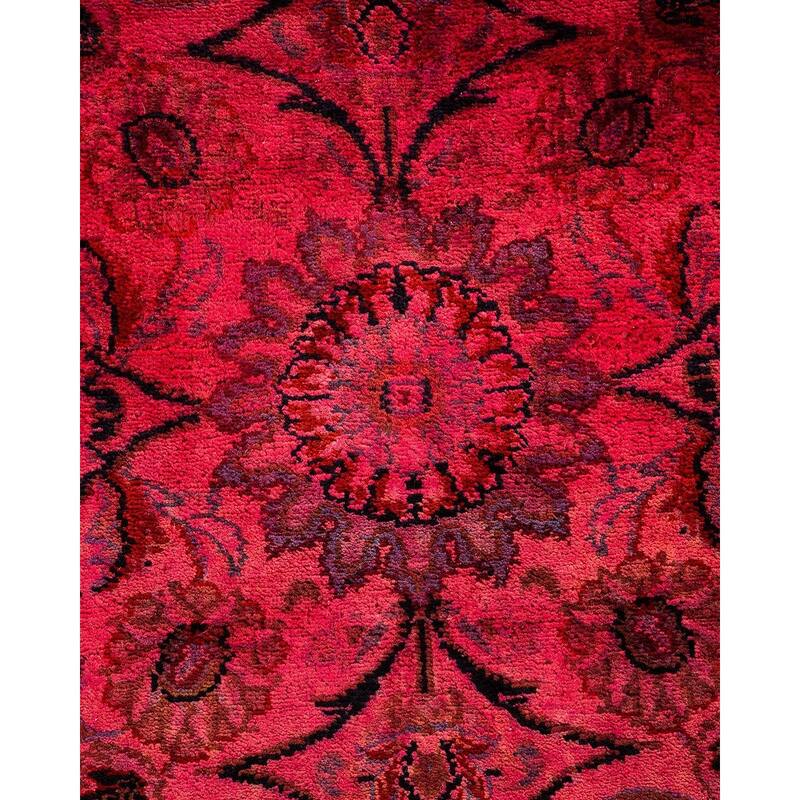 Overton Hand Knotted Wool Vintage Inspired Modern Contemporary Overdyed Pink Area Rug - 9' 3" x 11' 8"