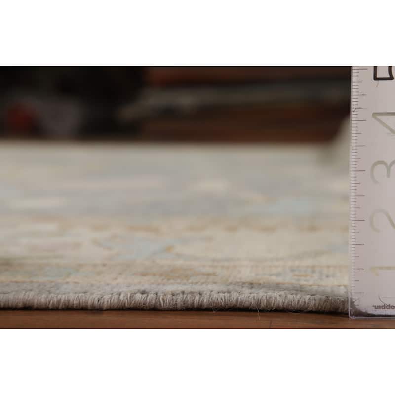 Hand Knotted Oriental 100% Wool Carpet Transitional All-Over Greys & Charcoal Oushak Area Rug - 12' 0'' X 9' 2''