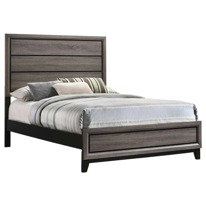 Watson Transitional Wood Panel Bed Grey Oak