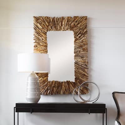 Teak Rectangular Wall Mirror - 51"