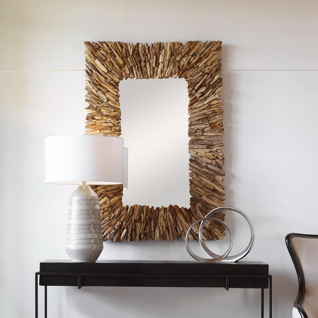 Teak Rectangular Wall Mirror - 51"