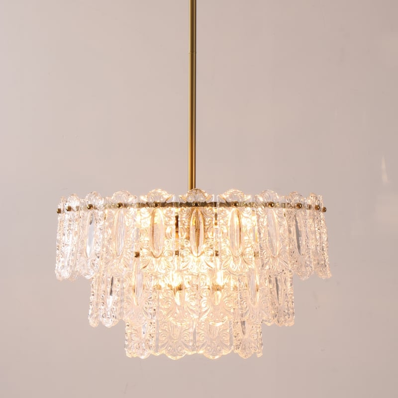 6-Light Antique Brass FinishGlass Chandelier for Dining Room & Foyer - 45.1 in. W x 20 in. H