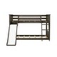 preview thumbnail 7 of 18, Twin Over Twin Low Bunk Bed with Slide & Princess Curtain
