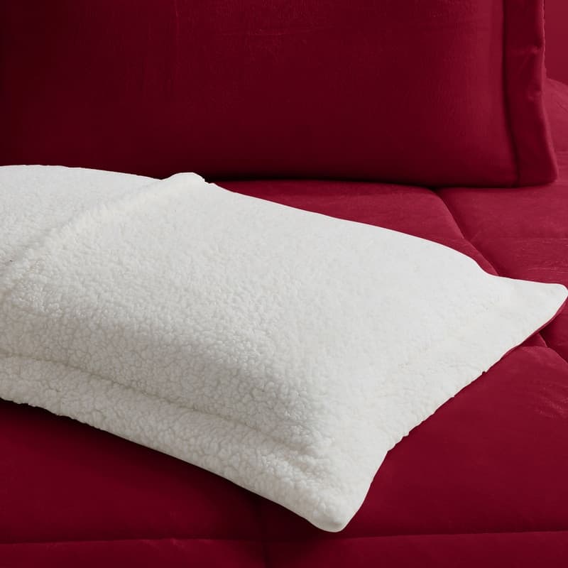 Swift Home Reversible Micromink and Sherpa Down Alternative Bedding Comforter Set - Burgundy - Twin