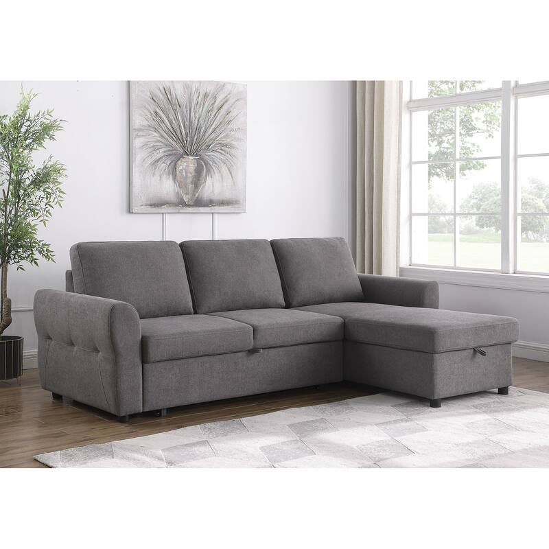 Samantha Upholstered Storage Sleeper Sectional Sofa