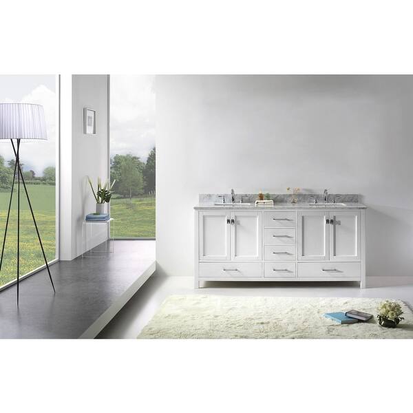 Caroline Avenue 72inch White Marble Double Bathroom Vanity No Mirror