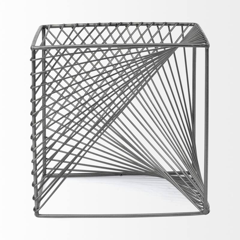 HomeRoots 8" Silver Metal Cube Tabletop Sculpture - 8" W x 8" D x 8" H