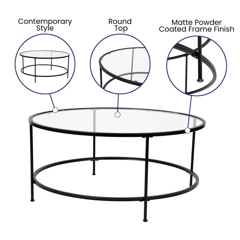 31.5" Round Coffee Table in Concrete Finish