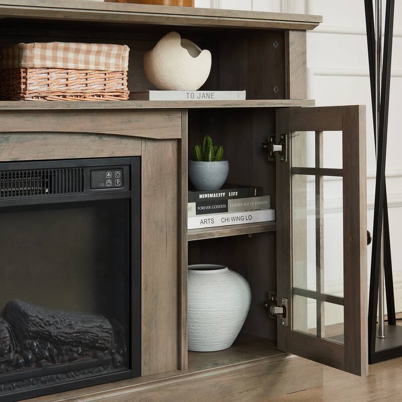 Modern Entertainment Console with 23in Fireplace Inset