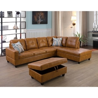3-Pieces Sectional Sofa Set,Right Facing Ginger(09517B)