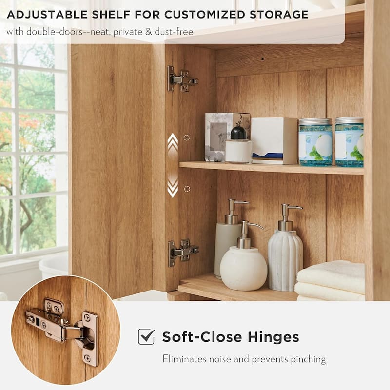 Modern Over The Toilet Storage Cabinet, Handle-Less Bathroom Cabinet - N/A