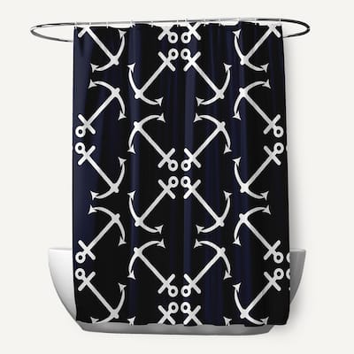 71 x 74-inch Anchor's Up Geometric Print Shower Curtain