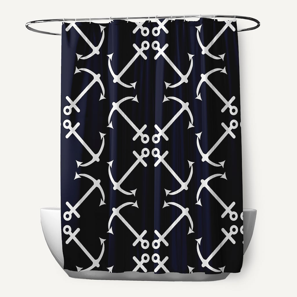 71 x 74-inch Anchor's Up Geometric Print Shower Curtain
