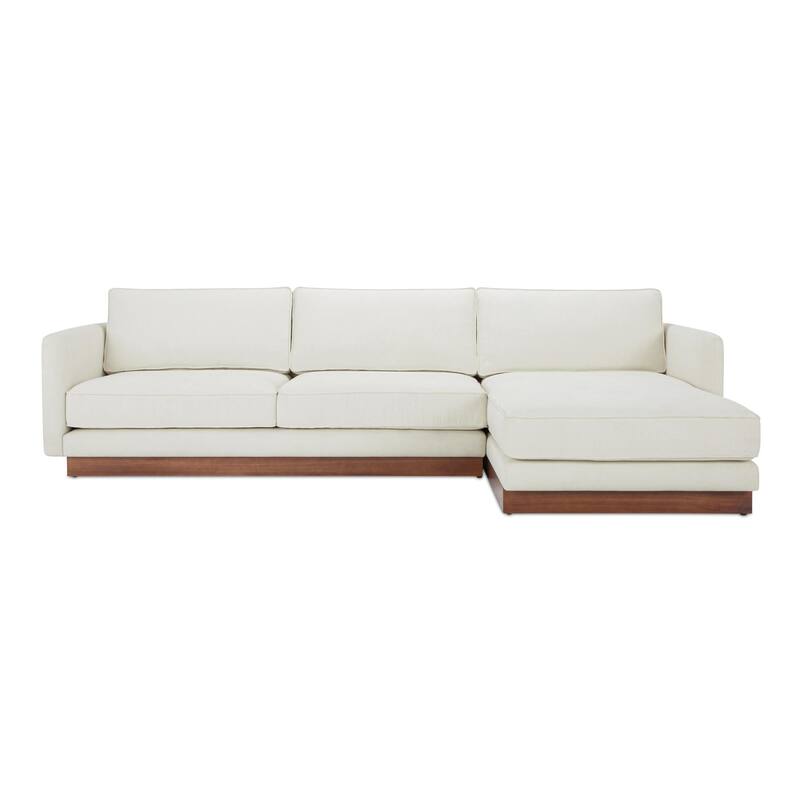 NADAAL STUDIOS Indigo, Sectional With Walnut Base - 112"W x63"D x30.7"H - White - Right Facing