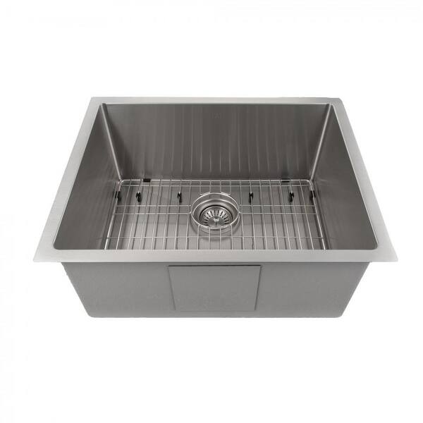 slide 2 of 20, ZLINE Meribel Undermount Single Bowl Scratch Resistant Stainless Steel Kitchen Sink with Bottom Grid 23 in.
