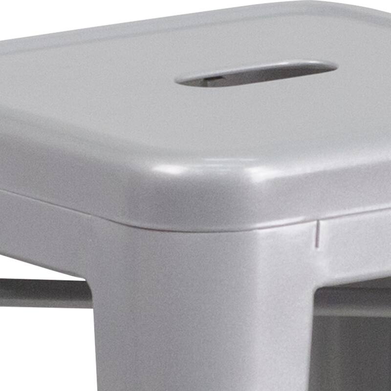 24" High Backless Metal Indoor-Outdoor Counter Height Stool w/Square Seat