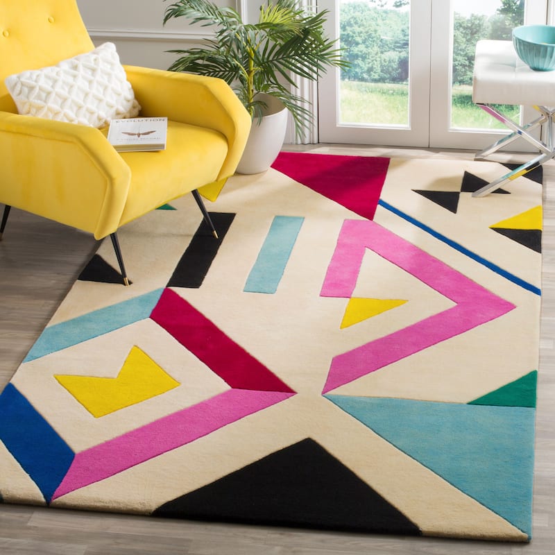 SAFAVIEH Handmade Fifth Avenue Heidje Mid-Century Modern Wool Rug - 5' x 8' - Ivory/Multi