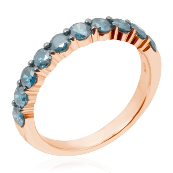 Prism Jewel 2.90MM 1.00 TDW Round Brilliant Cut Blue Color Diamond Aniversary Band