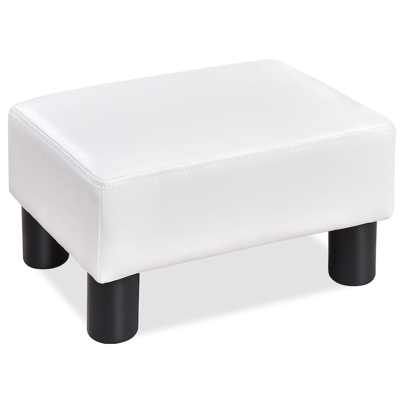 Gymax PU Leather Ottoman Rectangular Footrest Small Stool - See Details