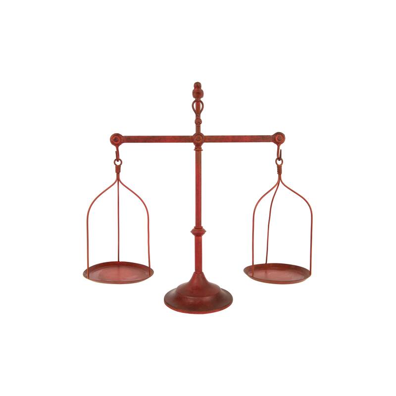 Decorative Antique Iron Balance Scale with Bird - Red