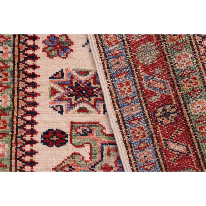 Rustic Super Kazak Solomon Beige/Red Hand Knotted Wool Rug - 2'0'' x 2'11''