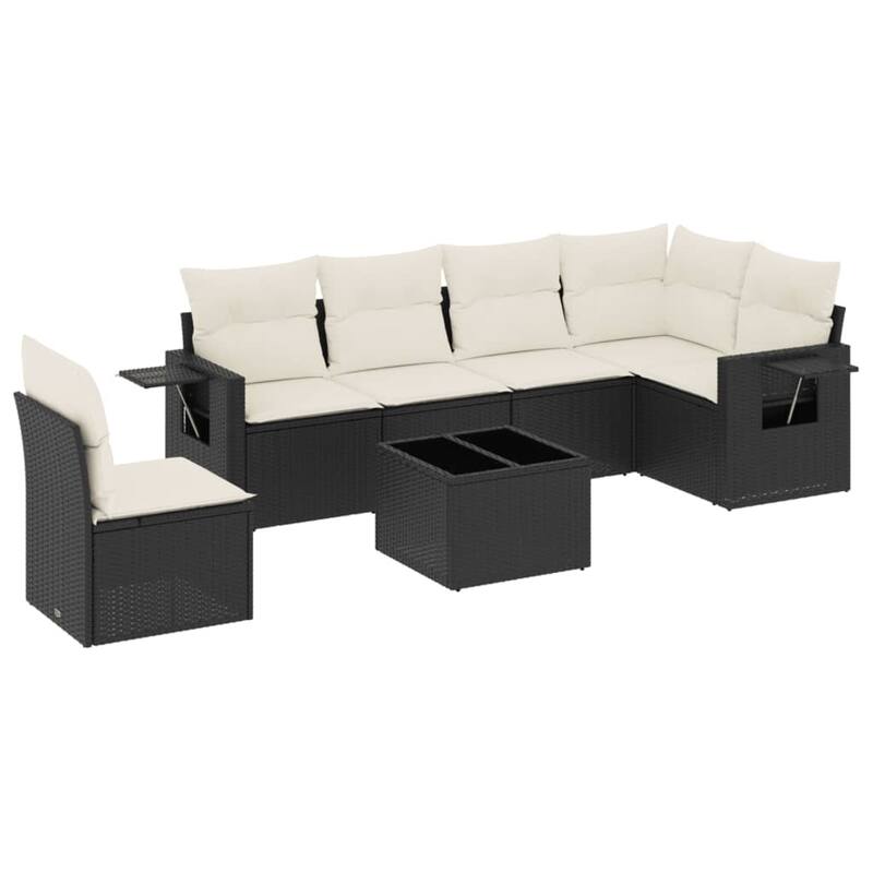 vidaXL Patio Sofa Set with Cushions Outdoor Conversation Furniture Poly Rattan