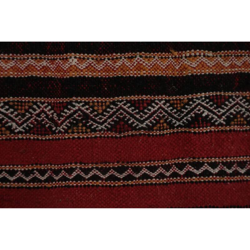 Hand Woven Oriental 100% Wool Carpet Tribal Geometric Red Kilim-Moroccan Area Rug - 11' 0'' X 7' 4''