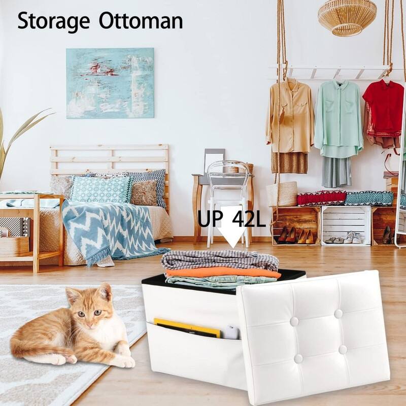 17"Storage Ottoman Folding Footstool
