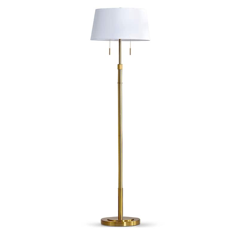The Grande 55"~66" Adjustable Floor Lamp_Antique Brass - Empire_WhiteShade