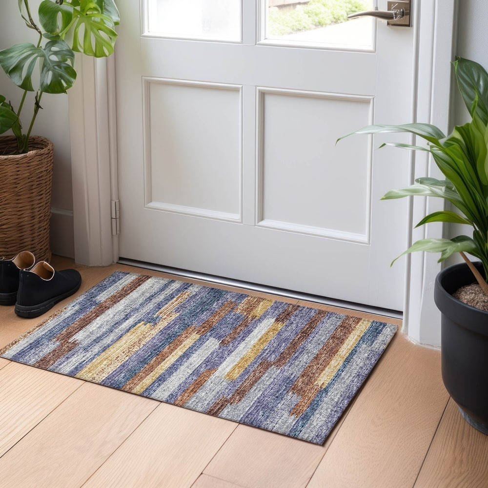 Premium Washable Super Soft Contemporary Stripes Mayfield Rug