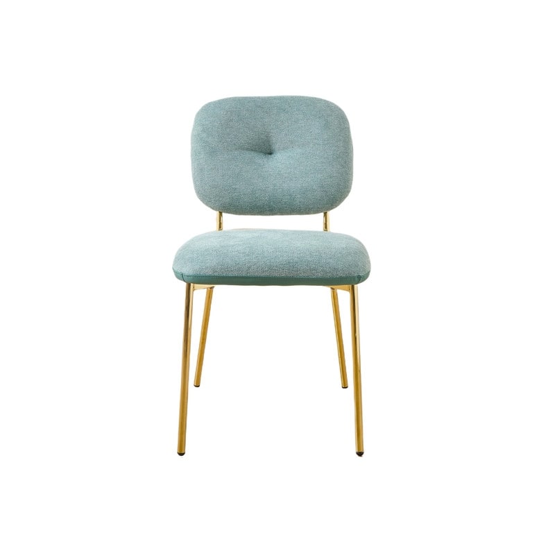 Contemporary 2-Piece Dining Chair Set - Beige & Green Upholstered Accent Chairs with Sleek Metal Legs (Space-Saving Design)‌
