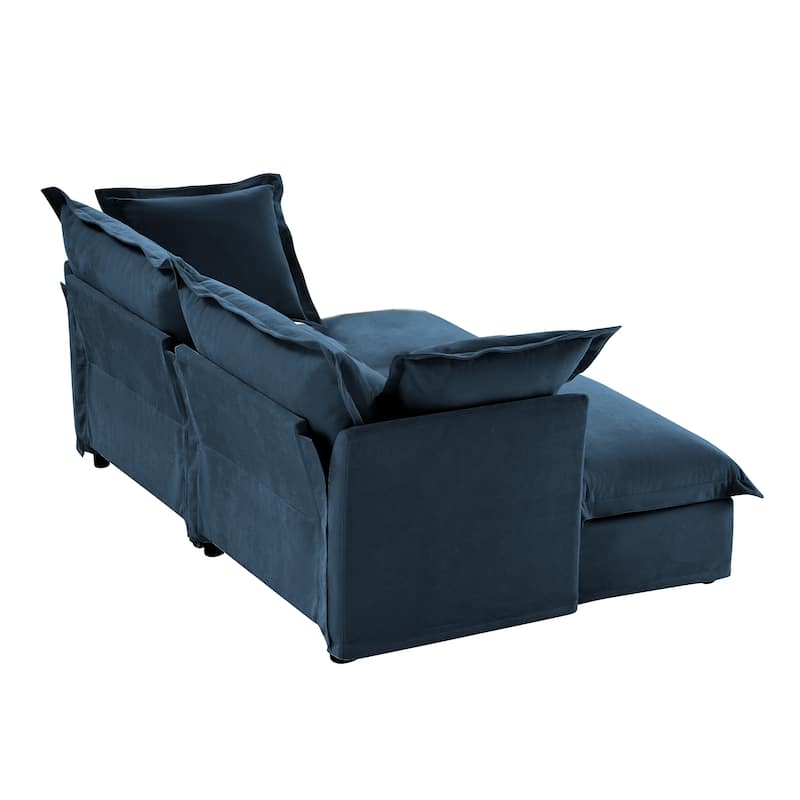 83.4" Chenille 2-Seater Sectional Sofa with Ottomans