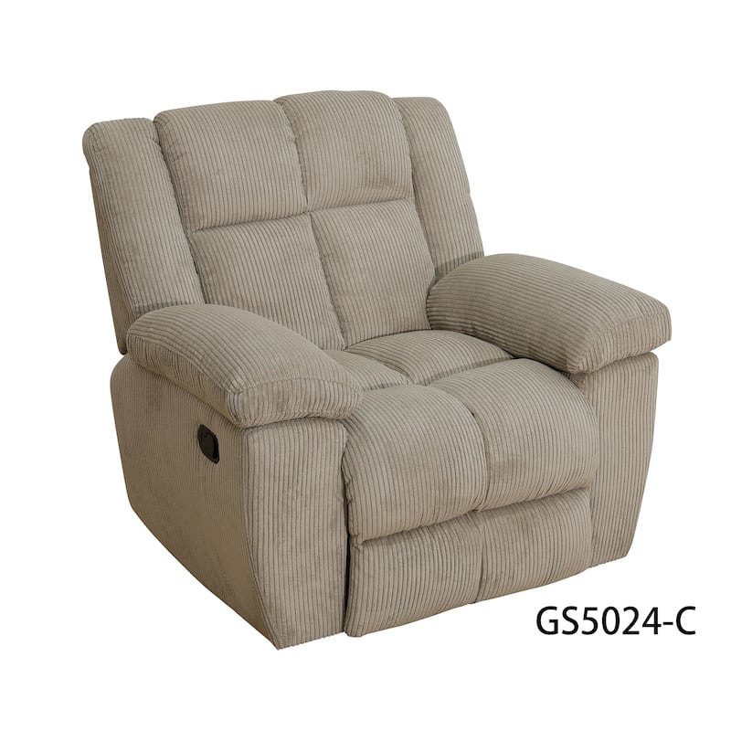 Beige Corduroy 3-Piece Living Room Recliner Sofa set