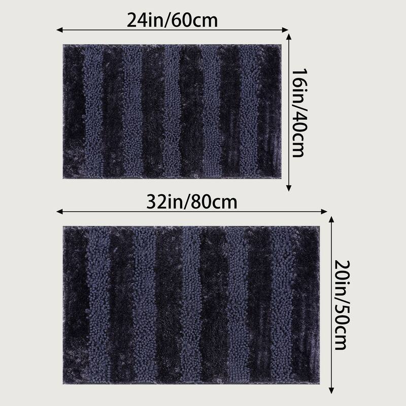 Striped Bathroom Mat Soft Fluffy Chenille Non Slip Absorbent Toilet Baths Rugs Home Gifts