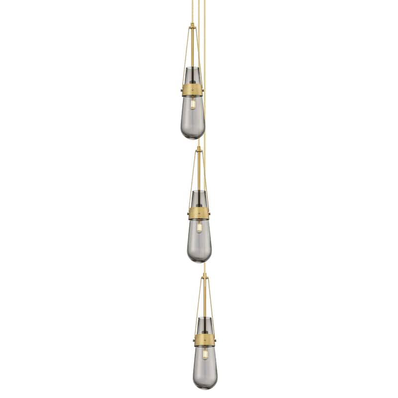 Innovations Lighting 103-452-1P-21-7 Milan Pendant Milan 3 Light 7" - Brushed Brass / Light Smoke