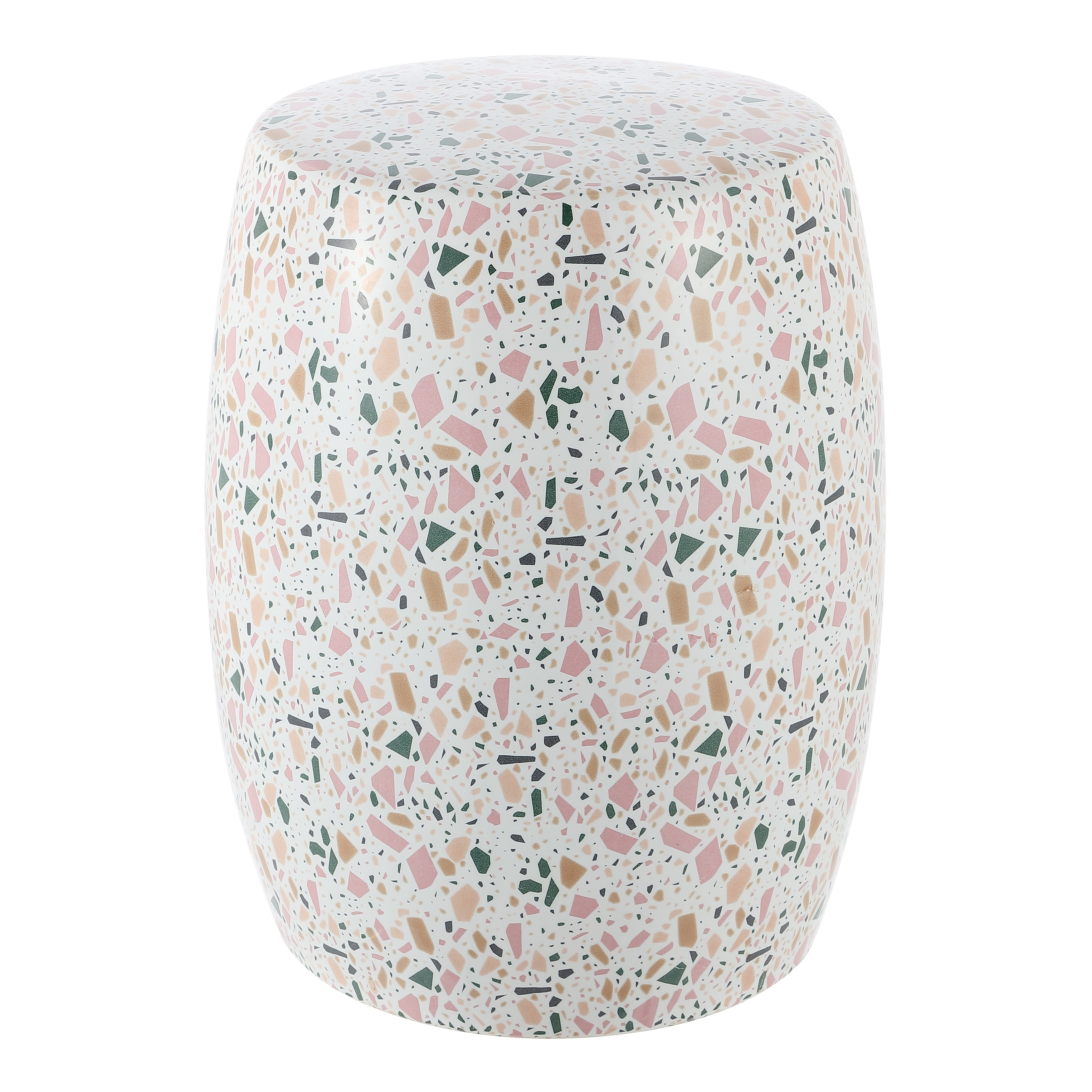Chiara Traditional Floral Chinoiserie Ceramic Drum Garden Stool, Pierced Indoor/Outdoor Patio Seat & Side Table