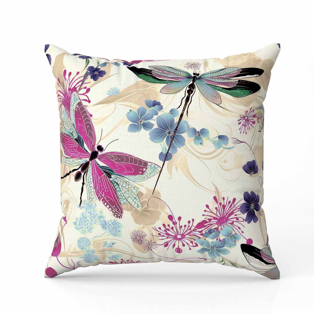 Wings in Motion Faux Suede Reversible Throw Pillow Pink and Blue