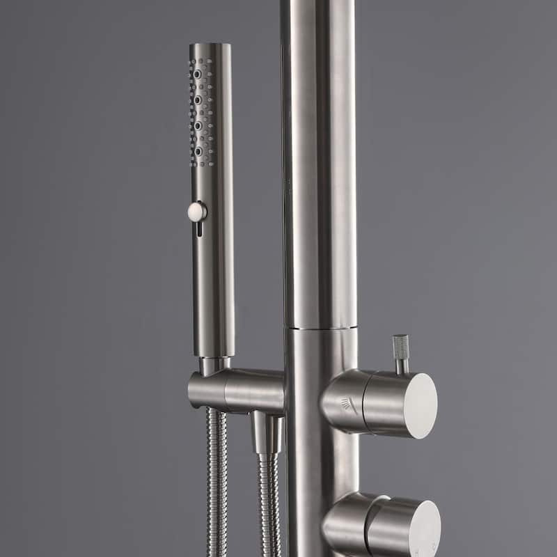 89"H Stainless Steel Freestanding Outdoor Shower with Handheld shower