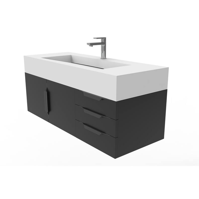 Nile 48" Wall Mounted Bathroom Vanity Set w/ White Top